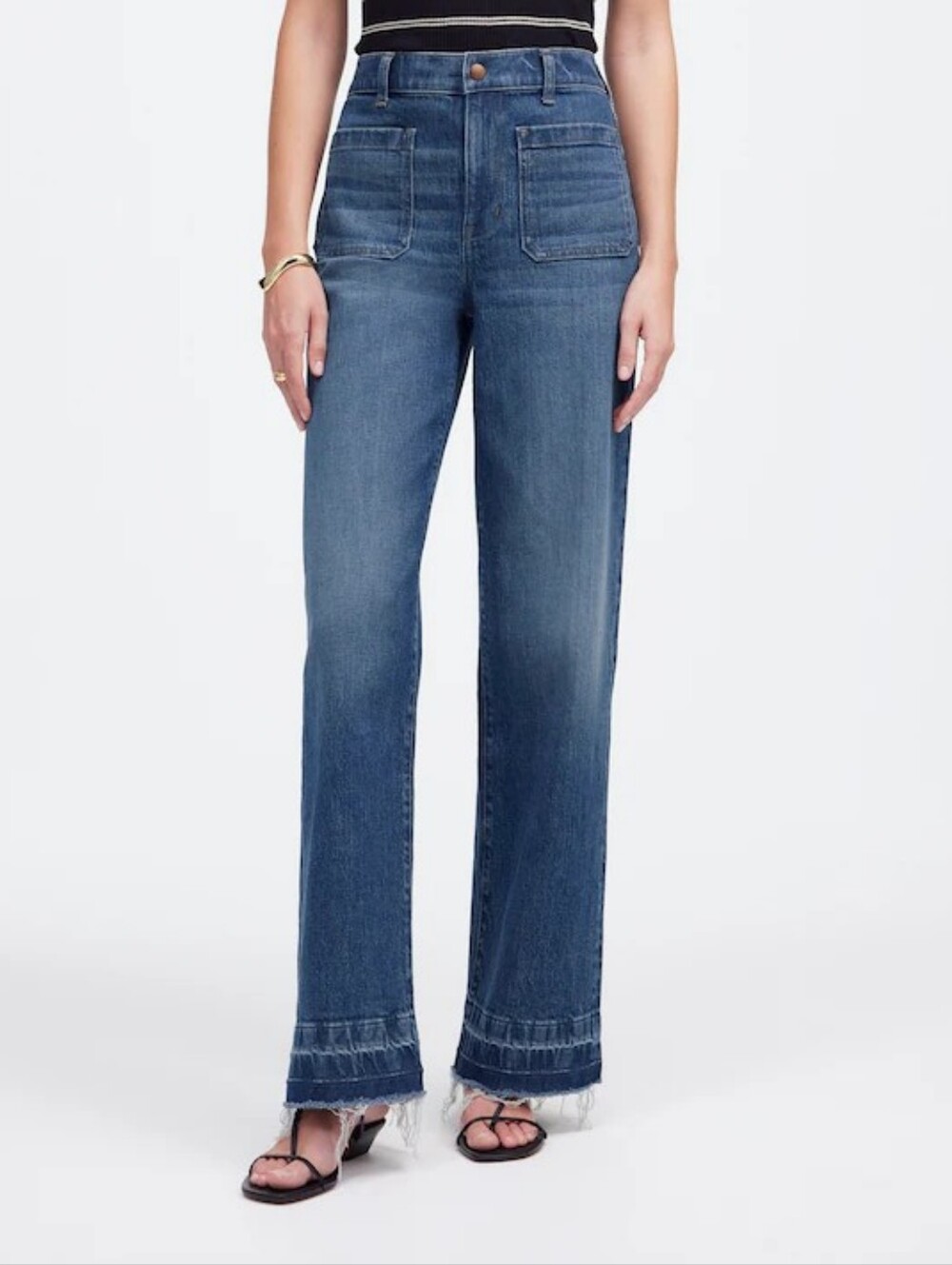 Madewell Emmett Wide-Leg Jean Let Down Hem Archbald wash Comfort Stretch Size 28